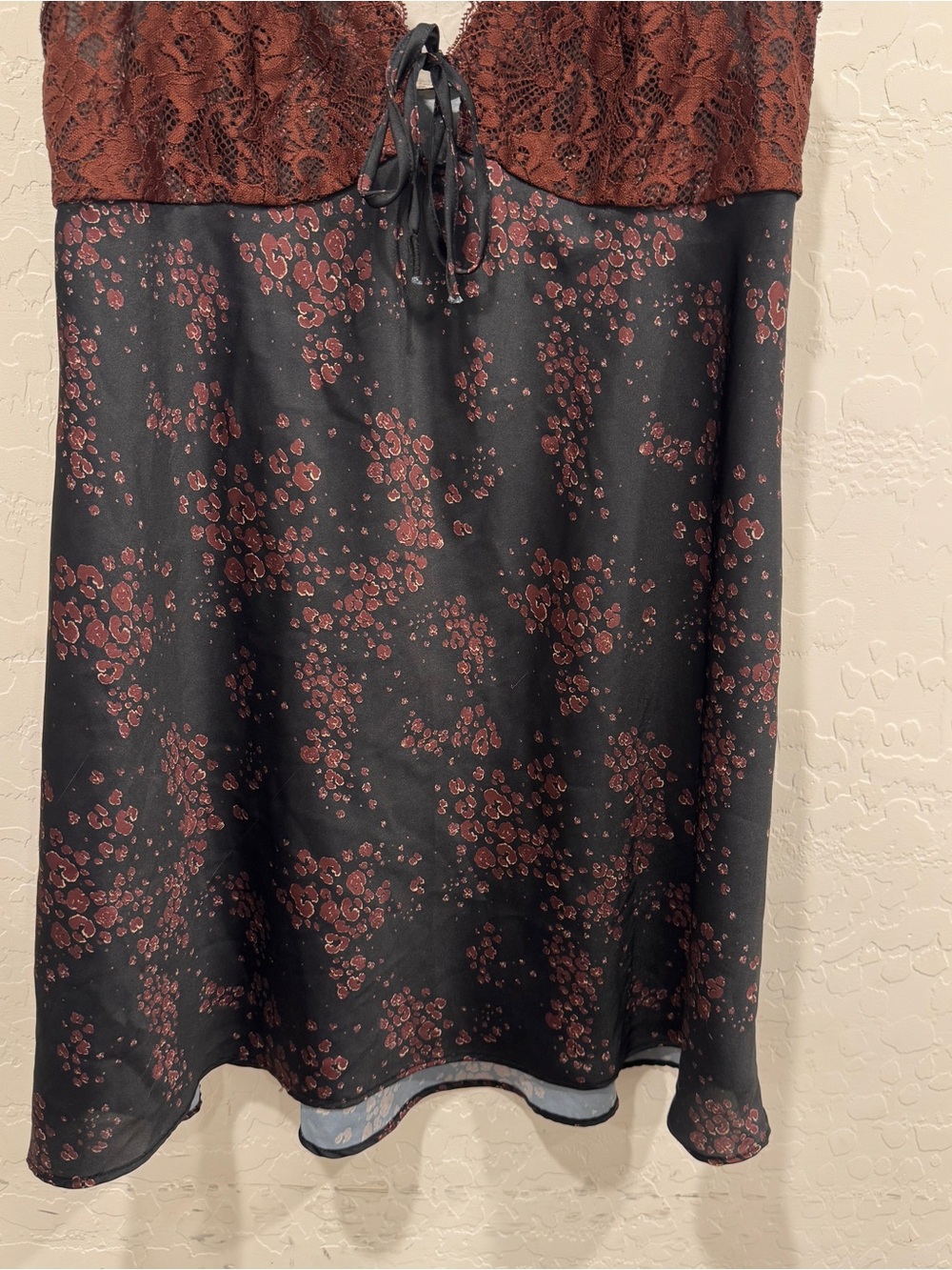 Free People Countryside Printed Satin Slip Dress Womens Medium Mini Lace Trim - Picture 5 of 9
